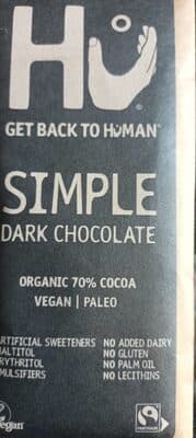Simple Dark Chocolate by Hu - 70% chocolate bar