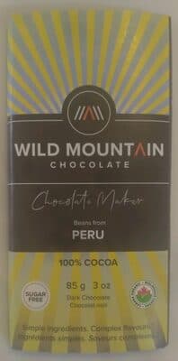100 % Cocoa Dark Chocolate by Wild Mountain Chocolate - 100% chocolate bar