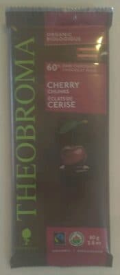 60% Dark Chocolate with Cherry Chunks by Theobroma - 60% chocolate bar