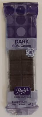 60% Cocoa Dark Chocolate by Purdys - 60% chocolate bar