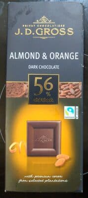 Almond & Orange dark chocolate by J. D. Gross - 70% chocolate bar