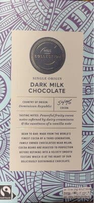 54% cocoa dark milk chocolate bar by Marks & Spencer - 54% chocolate bar