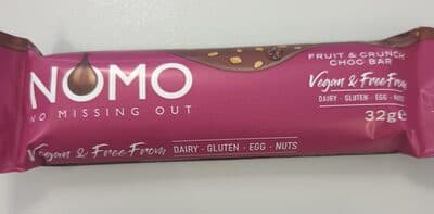 Fruit & Crunch Choc Bar by NOMO - 70% chocolate bar