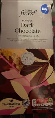 Ecuador dark chocolate by Tesco finest - 70% chocolate bar