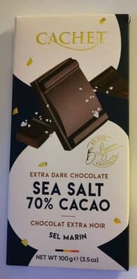 Dark chocolat sea salt 70% cacao by Cachet - 70% chocolate bar