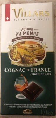 Chocolat Villars Noir Cognac Boisé de France 100g by Villars - 70% chocolate bar