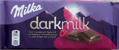 Darkmilk raspberry by Dark milka chocolate - 70% chocolate bar