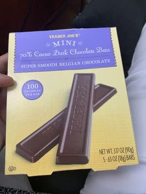 Mini 70% Caccao Dark Chocolate Bars by Trader Joe's - 70% chocolate bar