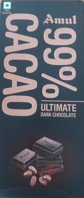 99% Cacao Ultimate Dark Chocolate by Amul - 99% chocolate bar