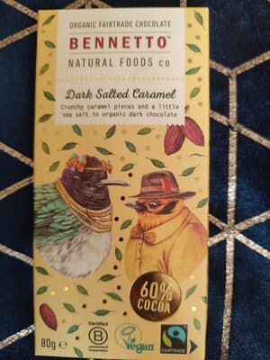 Dark Salted Caramel chocolate bar by Bennetto - 60% chocolate bar