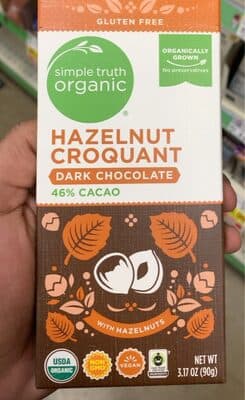 Hazelut Croquant Dark Chocolate Bar by Simple truth organic - 70% chocolate bar