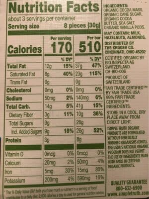 Cacao dark chocolate with sea salt by Simple Truth Organic - 70% chocolate bar