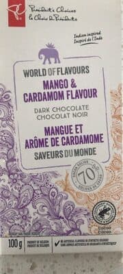 Mango & Cardamom Flavour Dark Chocolate by PC • Loblaws - 70% chocolate bar