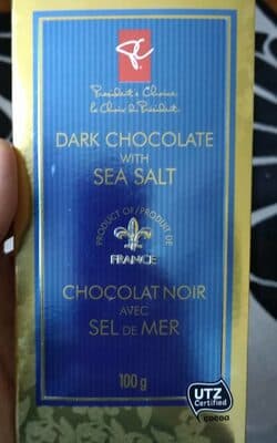 Dark Chocolate with Sea Salt by President's Choice - 70% chocolate bar