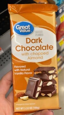 Dark Chocolate with Chopped Almond by Great Value - 70% chocolate bar