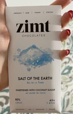 80% Cocoa Salt of the Earth Dark Chocolate Bar Sweetened with Coconut Sugar by Zimt Chocolates - 80% chocolate bar