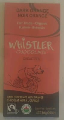Dark Chocolate with Orange by Whistler Chocolate - 70% chocolate bar