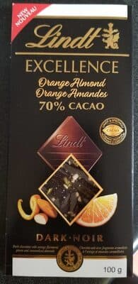 70% Cacao Orange Almond Dark Lindt Excellence by Lindt - 70% chocolate bar