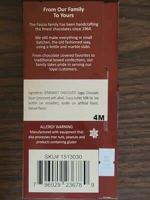 Solid Dark Chocolate Bar by Fascia's Chocolates - 70% chocolate bar
