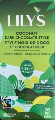 Coconut Dark Chocolate Style by Lily's - 70% chocolate bar