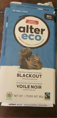 85% Classic Blackout Organic Dark Chocolate by Alter Eco - 85% chocolate bar