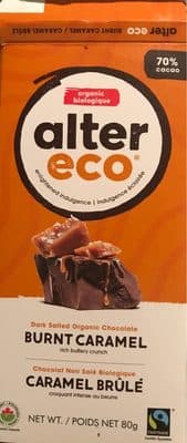70% Cacao Burnt Caramel Organic Dark Chocolate by Alter Eco - 70% chocolate bar