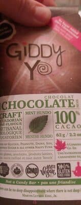 100% Cacao Mint Dark Chocolate by Giddy Yo - 100% chocolate bar