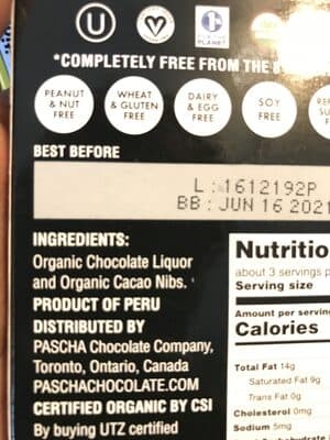 100% Cacao Dark Chocolate with organic chocolate nibs by Pascha - 100% chocolate bar