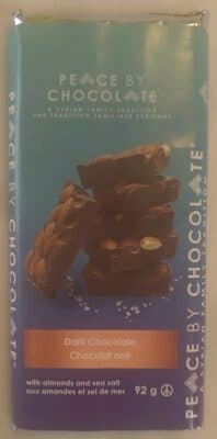 Dark Chocolate with Almonds and Sea Salt by Peace By Chocolate - 70% chocolate bar