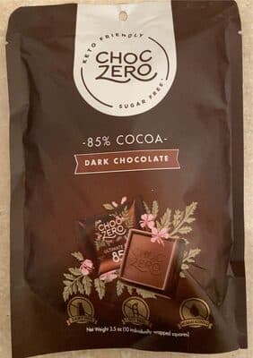 85% Cocoa Dark Chocolate Squares by Choc Zero - 85% chocolate bar