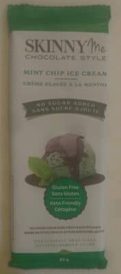 Mint Chip Ice Cream No Added Sugar Dark Chocolate Style Bar by SkinnyMe - 70% chocolate bar