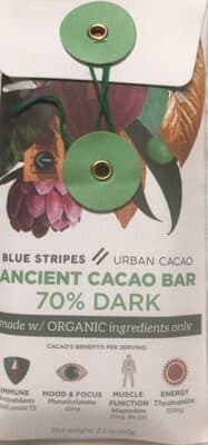 Whole Cacao Chocolate Bar Almond Butter by Blue Stripes - 70% chocolate bar