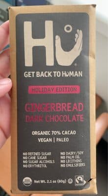 Gingerbread Dark Chocolate Bar by Hu - 70% chocolate bar