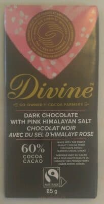 60% Cocoa Dark Chocolate with Oink Himalayan Salt by Divine - 60% chocolate bar