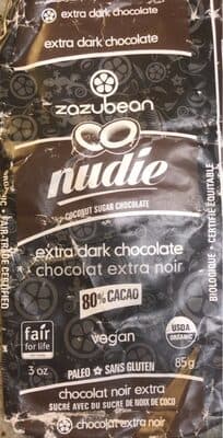 Nudie Extra Dark Chocolate by Zazubean - 70% chocolate bar