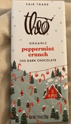 Peppermint Crunch 70% Dark Chocolate by Theo - 70% chocolate bar